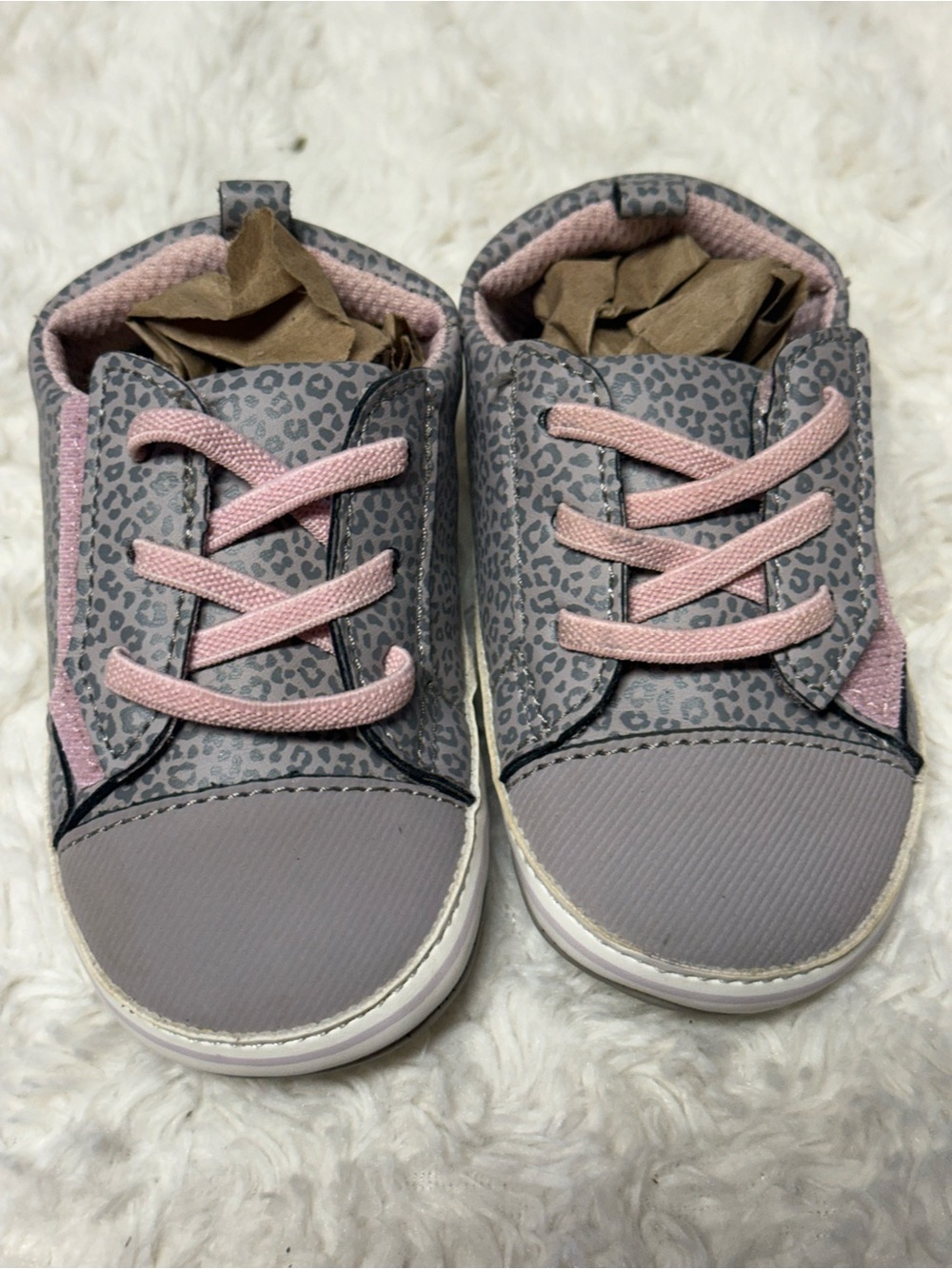 Stride Rite Surprize Girls Gray Leopard Pink Sneakers Shoes